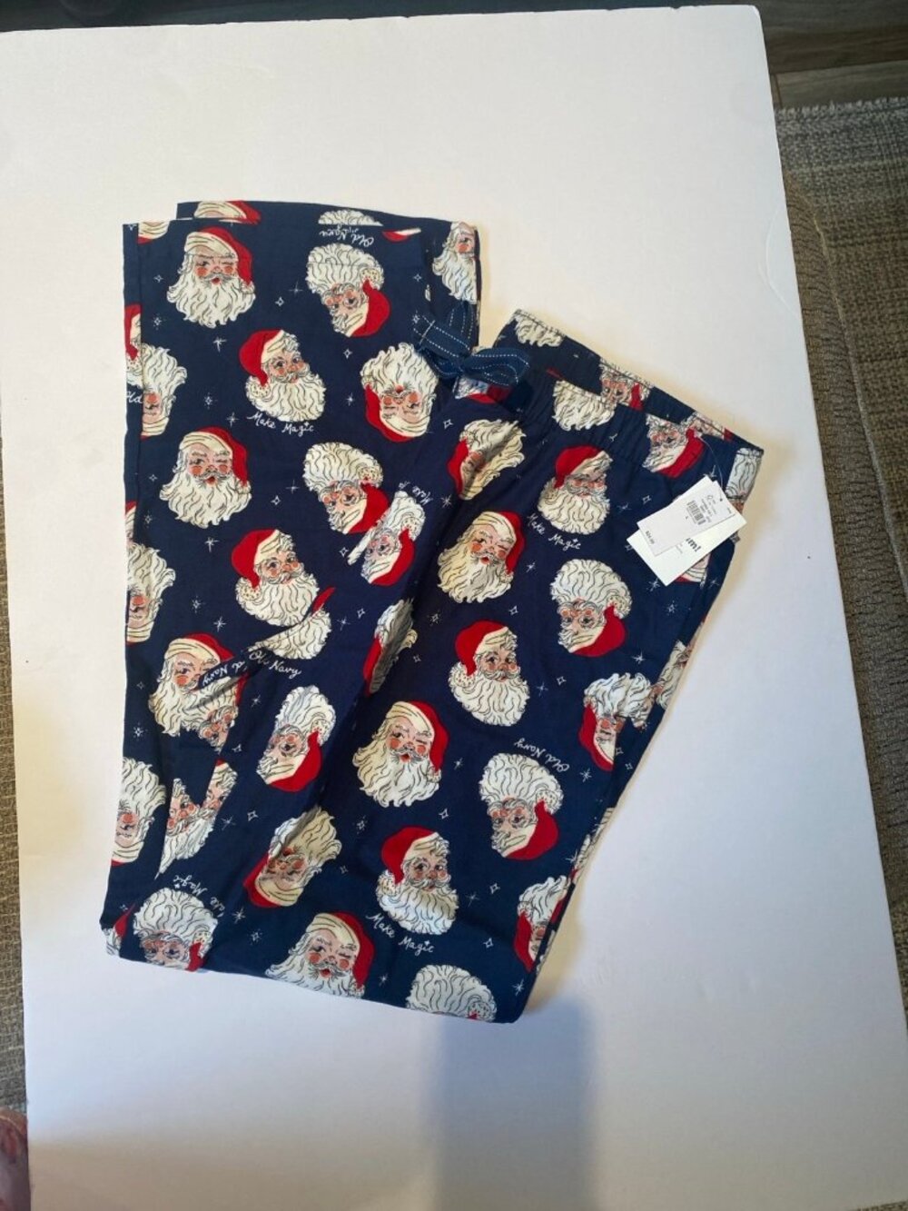 NWT Old Navy Christmas Holiday 100% Cotton Flannel "Santa" Pajama Pants Large